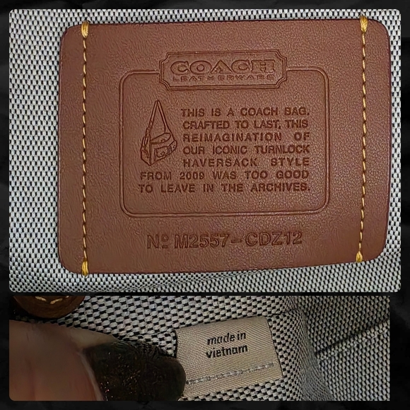 Coach CDZ12 Turnlock Haversack Black Leather Brass Shoulder Bag NWT - Picture 14 of 16